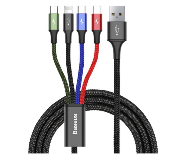 BASEUS USB - micro-USB/Lightning/2 x USB-C 1M czarny - 691568 - zdjęcie